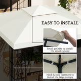 NEW Retails $110, Outsunny 10' x 10' Square 2-Tier Gazebo Canopy Replacement Top Cover Outdoor Garden Sun Shade, Cream White