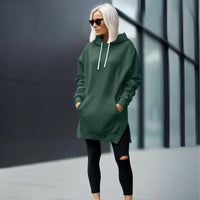 NEW The Warmy Oversized Hoodie Dress, First Ones Oversized Hoodies, Women's Casual Pullover Long Sleeve Split Hem - Color: Green - Sz M - Retails $56+