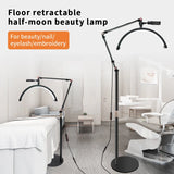 New in box! Professional Retractable Half Moon Free Standing LED Floor Lamp with phone. holder, HD-M2X, 3000k-6000k, 20w, Great for Tattooist, Nail Salon, Spa, Live Streaming & More!! Retails $230+