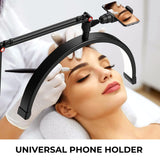 New in box! Professional Retractable Half Moon Free Standing LED Floor Lamp with phone. holder, HD-M2X, 3000k-6000k, 20w, Great for Tattooist, Nail Salon, Spa, Live Streaming & More!! Retails $230+
