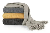 NEW Retails $50, Hartley Recycled Cotton Throw in White/Charcoal