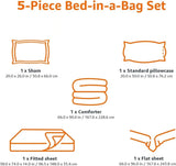 NEW AMAZON BASICS KIDS 5PC BEDDING SET TWIN Easy-Wash Microfiber Bed-in-a-Bag Bedding Set - Twin, Space Rockets! Sheets included!
