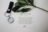 NEW GIFT FOR LOSS! Stillbirth Key Chain Made of Brown Leather with forget me not seed- Retails for $47.99!