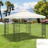 NEW Retails $110, Outsunny 10' x 10' Square 2-Tier Gazebo Canopy Replacement Top Cover Outdoor Garden Sun Shade, Cream White