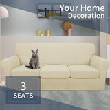 New JIVINER 4 Pieces Couch Covers for 3 Cushion Couch Stretch Sofa Slipcover with 3 Seat Cushion Covers! (Sofa, Light Beige) Retails $152+