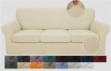 New JIVINER 4 Pieces Couch Covers for 3 Cushion Couch Stretch Sofa Slipcover with 3 Seat Cushion Covers! (Sofa, Light Beige) Retails $152+