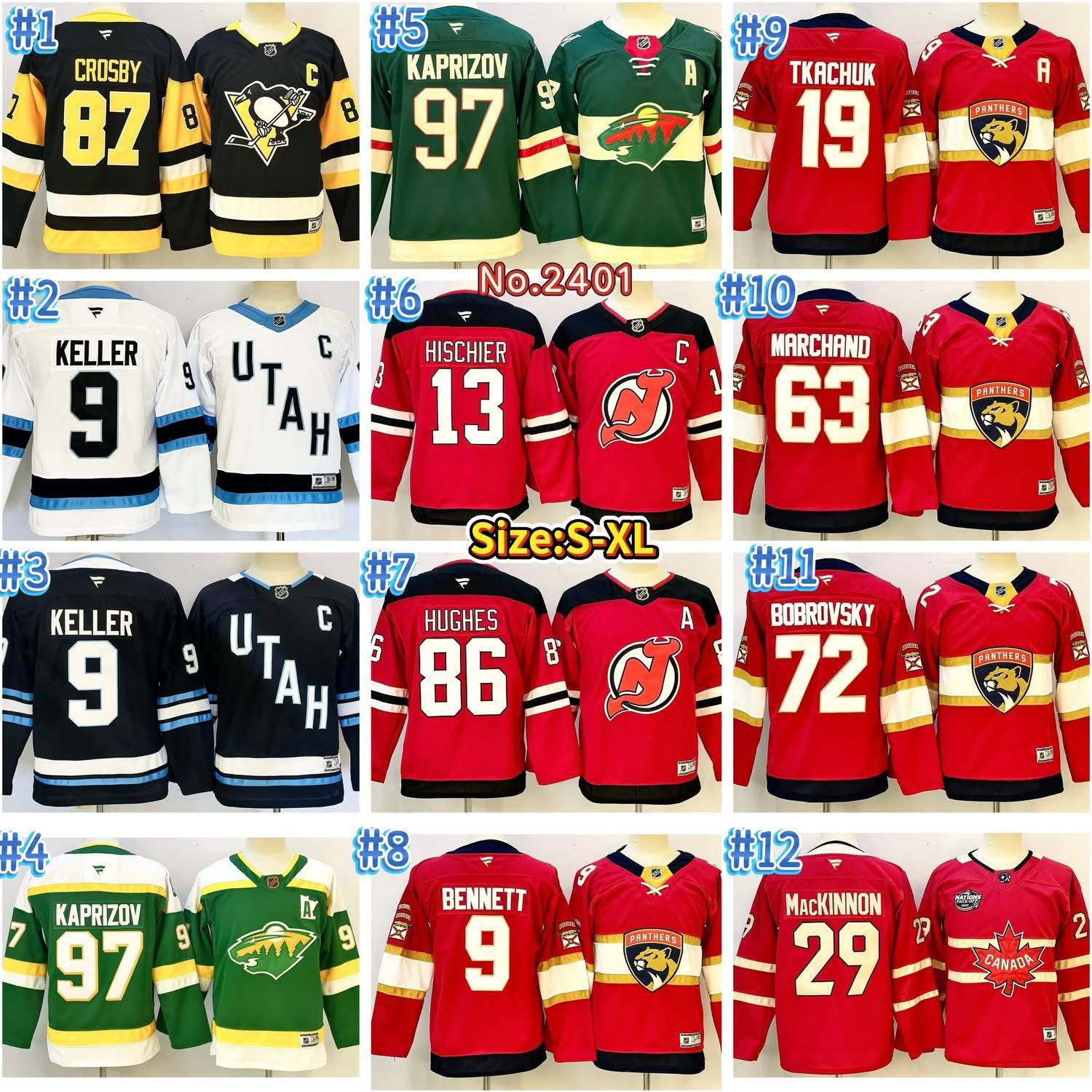 Kids Inspired by NHL Jersey No.240139, 8 Colors, Size S-XL, Tax Included