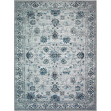 New Washable Area Rug BLUE DISTRESSED PERSIAN Korhani, 4'11" X 6'7"
