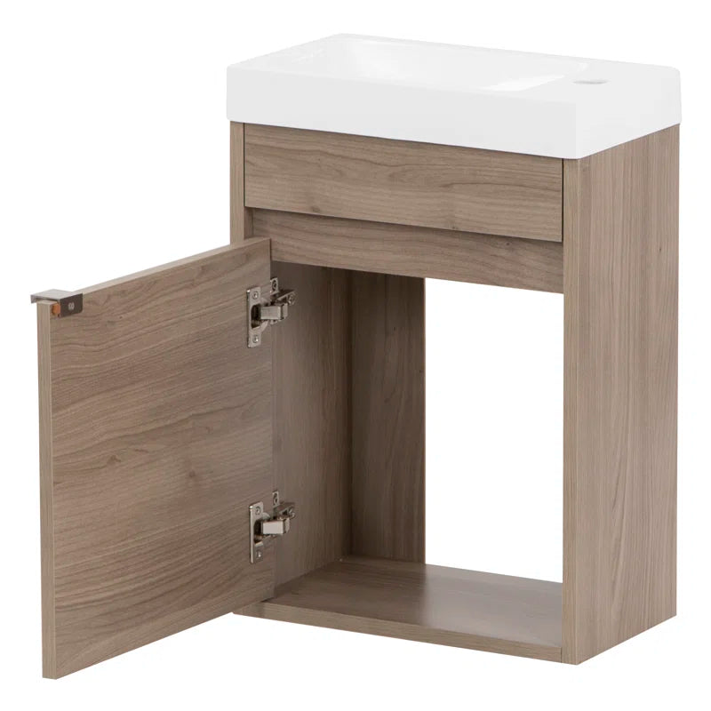 NEW Retails $410+ Kambree Wall Mount 15.75 Single Bathroom Vanity with Top! Perfect for small spaces!