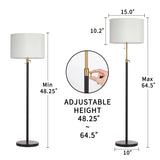NEW Assembled, Retails $260, Wayfair Kelliann 64.5" Traditional Adjustable Floor Lamp, Black/Gold