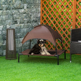 NEW Retails $90, PawHut Elevated Dog Bed with Canopy, Portable Raised Dog Cot for M Sized Dogs, Indoor & Outdoor, 30" x 24" x 29", Coffee