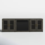 NEW Assembled Weathered Grey Three Posts Kropf 75.75'' Media Console with fireplace, Retails $1099+ (Read Comments)