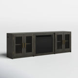 NEW Assembled Weathered Grey Three Posts Kropf 75.75'' Media Console with fireplace, Retails $1099+ (Read Comments)