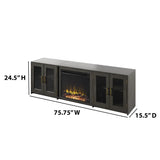 NEW Assembled Weathered Grey Three Posts Kropf 75.75'' Media Console with fireplace, Retails $1099+ (Read Comments)