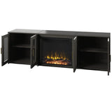 NEW Assembled Weathered Grey Three Posts Kropf 75.75'' Media Console with fireplace, Retails $1099+ (Read Comments)