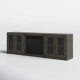 NEW Assembled Weathered Grey Three Posts Kropf 75.75'' Media Console with fireplace, Retails $1099+ (Read Comments)