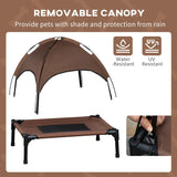 NEW Retails $90, PawHut Elevated Dog Bed with Canopy, Portable Raised Dog Cot for M Sized Dogs, Indoor & Outdoor, 30" x 24" x 29", Coffee