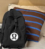 New DUPE LU LU Inspired Backpack with large logo! Great quality! Tons of room to hold all of your essentials! Black colour