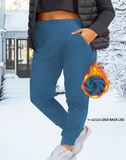 New Lu Lu Inspired DUPE Solid Color Slant Pockets Pants, Casual High Waist Warm Winter Pants, Ultra Comfy Blue Sz XXL, Logo on back leg