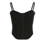 NEW Micas Honet - Spaghetti Strap V-Neck Plain Satin Corset Top, Sz M