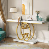 NEW IN BOX Retails $306, Wayfair Lanagan 55'' Console Table with thick faux marble top & base