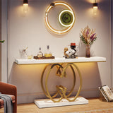 NEW IN BOX Retails $306, Wayfair Lanagan 55'' Console Table with thick faux marble top & base