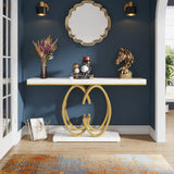 NEW IN BOX Retails $306, Wayfair Lanagan 55'' Console Table with thick faux marble top & base