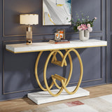 NEW IN BOX Retails $306, Wayfair Lanagan 55'' Console Table with thick faux marble top & base