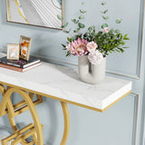 NEW IN BOX Retails $306, Wayfair Lanagan 55'' Console Table with thick faux marble top & base