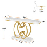 NEW IN BOX Retails $306, Wayfair Lanagan 55'' Console Table with thick faux marble top & base