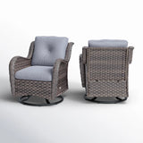 NEW Assembled Beachcrest Home Linkwood Rocking Swivel Patio Chair with Cushions (Set of 2), Retails $829