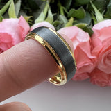NEW 8 mm Black Tungsten Gold Plated Wedding Band, Men's Sz 10 Ring