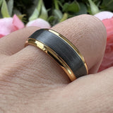 NEW 8 mm Black Tungsten Gold Plated Wedding Band, Men's Sz 10 Ring