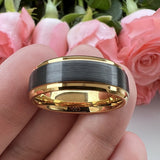 NEW 8 mm Black Tungsten Gold Plated Wedding Band, Men's Sz 10 Ring
