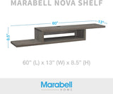 New Marabell Home Nova Floating Wall Mounted TV Media Shelf (Grey Wash)