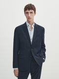 New Designer Massimo Dutti BLUE WINDOWPANE CHECK WOOL SUIT BLAZER (Blazer only) Sz 46! Retails $399+