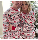 New Women's Christmas Pajamas Bear Tree Snowflake Printed Sleepwear Two-piece Set, Sz S (women's only)