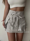 New with tags! Micas Low Rise Tie Cargo Mini Skirt in Light Grey Sz XS