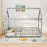 NEW Retails $420 Wayfair McElhattan Canopy Bed Kids Bed by Harper Orchard, Grey!