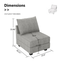 NEW Latitude Run Modern Armless Seat w/storage Customizable Add another one to create love seat - Grey- Retails for $409+