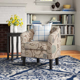 NEW Retails $310, Munson 26.77" Wide Linen/Polyester Upholstered Barrel Chair, Beige/Blue Linen