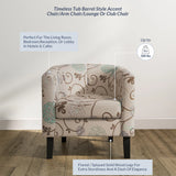 NEW Retails $310, Munson 26.77" Wide Linen/Polyester Upholstered Barrel Chair, Beige/Blue Linen