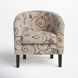 NEW Retails $310, Munson 26.77" Wide Linen/Polyester Upholstered Barrel Chair, Beige/Blue Linen