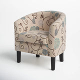 NEW Retails $310, Munson 26.77" Wide Linen/Polyester Upholstered Barrel Chair, Beige/Blue Linen