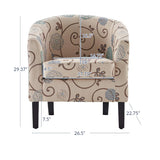 NEW Retails $310, Munson 26.77" Wide Linen/Polyester Upholstered Barrel Chair, Beige/Blue Linen