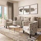 NEW Retails $310, Munson 26.77" Wide Linen/Polyester Upholstered Barrel Chair, Beige/Blue Linen