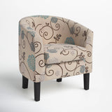 NEW Retails $310, Munson 26.77" Wide Linen/Polyester Upholstered Barrel Chair, Beige/Blue Linen