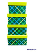 4 Tier Spring Pattern Box with lime green lid tower set