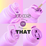 NEW Thermosis 24 Oz Water Bottle With Straw | Insulated Water Bottle With Wide Mouth Opening and 3 Lids (Straw and Handle Lids) | Travel Stainless Steel Water Bottle for Sports and Gym - Color Lavender - Water Bottle - 24 OZ