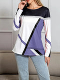 NEW Plus Size Geometric Pattern Casual Crew Neck Long Sleeve T-Shirt, Sz 2X Fits True